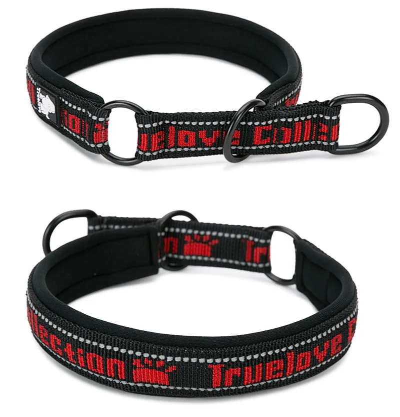 Truelove Neoprene Dog Choker Collar Nylon Soft Embroider Dog Slip Collar Training Reflective Adjustable Pitbull Collier Chien