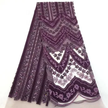 

High class French lace cloth fashion net lace fabric with sequins for party dress PNZ650(5yards/lot) many color on sale