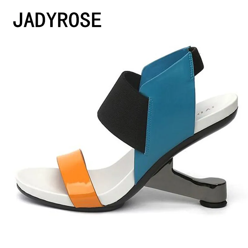 Sandalias Damas Cuña Mujeres Metal Moda Gladiador Mezclado Mujer Zapatos negro Color Para Aguja Verano Apricot 8 De azul Cm rojo Tacones Extraño Playa wfECqnxv