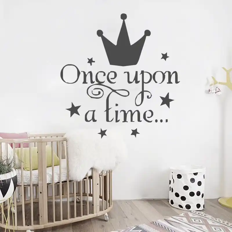 Princess Crown Wall Stickers For Girls Bedroom Headboard