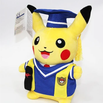 

25cm Kawaii Anime Pikachu Cosplay Graduate Fitting Plush Toy Pikachu Peluche Stuffed Doll Gift For Kids' Christmas Free Shipping