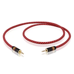 Premium AUX Audio Extension Cable - 3.5mm Universal Jack for Headphones & Speakers (Red)