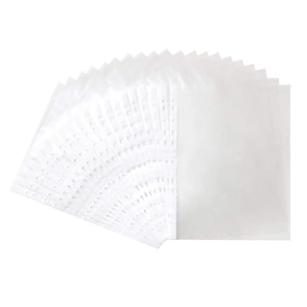 

MYLIFEUNIT 100 pcs/pack 11 Hole Clear Sheet Protector file holder Holds 8 1/2" x 11" Paper
