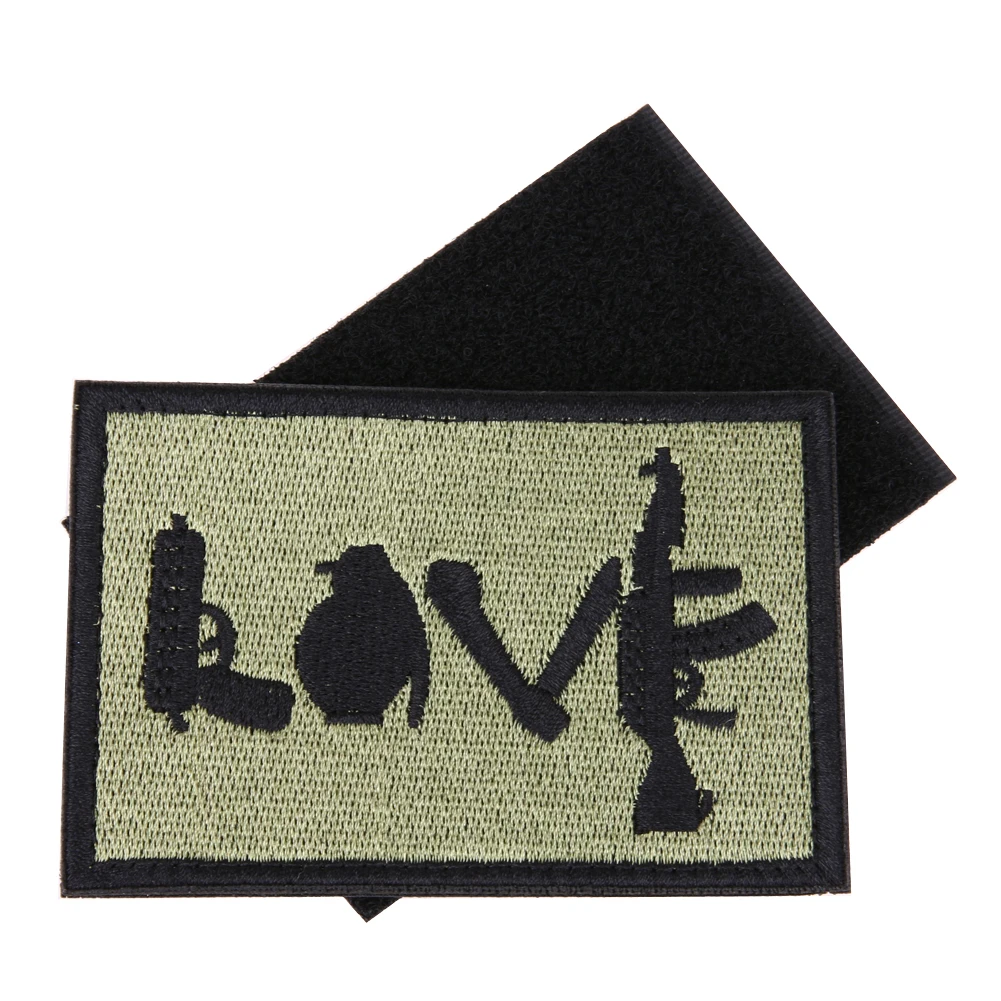 9 x 6cm Army Morale Patch 3D Embroidered Cloth Tactical I Love AK Patch