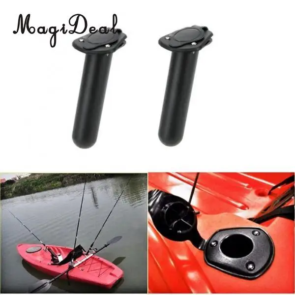 2Pcs Durable Plastic Flush Mount Kayak Fishing Boat Rod Holder w/ Cap Gasket Rafting Inflatable Boat DIY Accessories Replacement