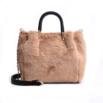 

NEW Winter Soft Faux Fur Bag Small Fashion Women Fur Tote Bag Warm Plush Handbag Ladies Crossbody Shoulder Bag Luxury Messenger