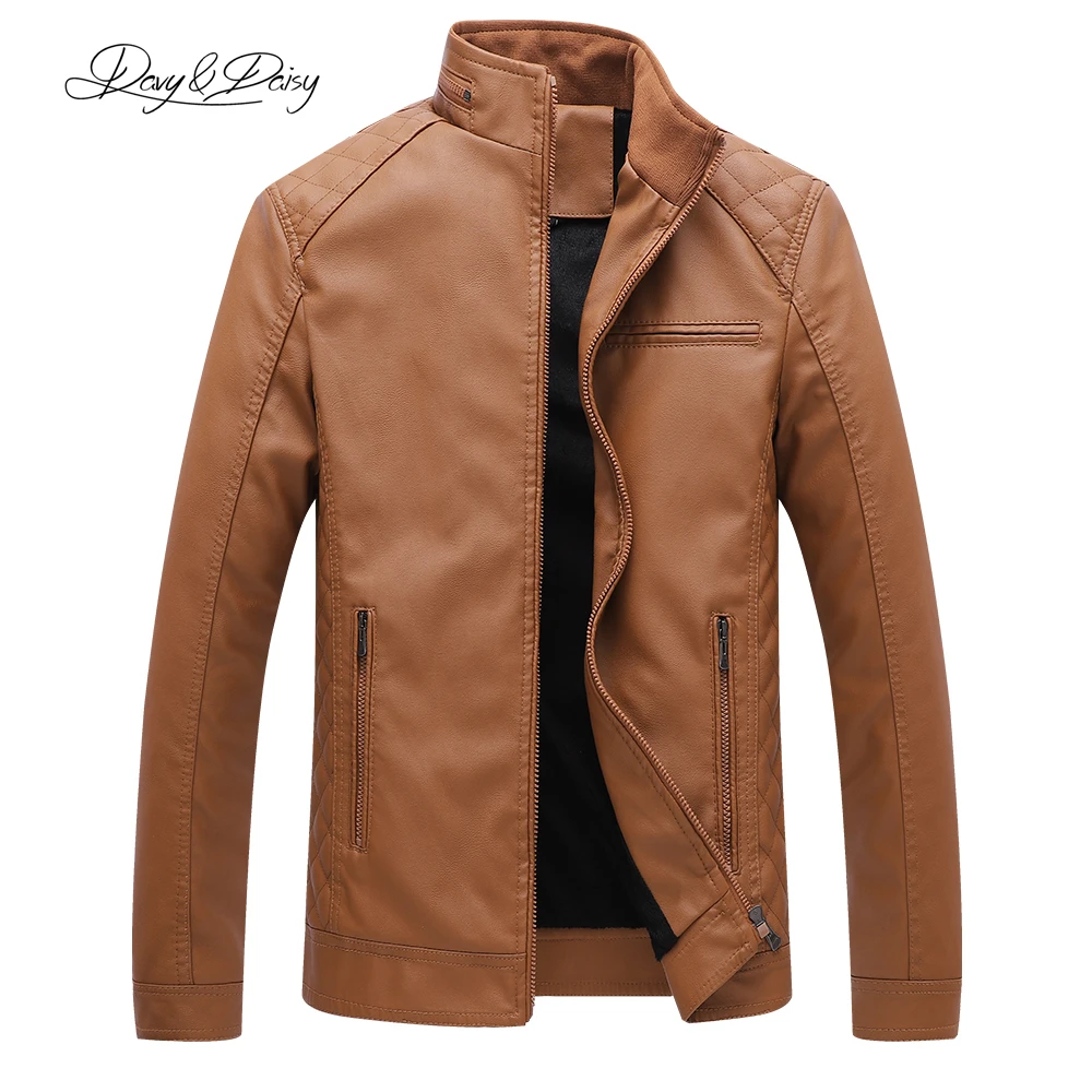 Work Jackets for Men.Mens Autumn Winter Casual Long Sleeve Solid Stand Zipper Leather Jacket Top