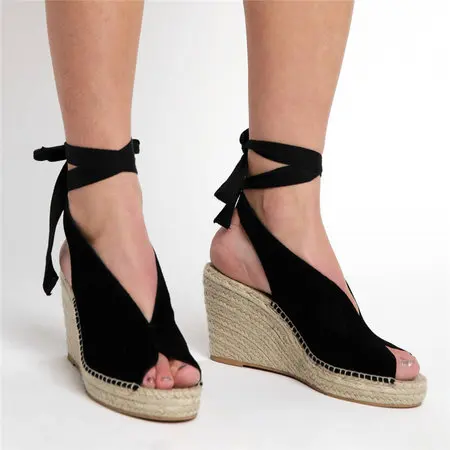 

Adisputent Summer Wedge Espadrilles Women Sandals Open Toe Gladiator Sandals Women Casual Lace Up Women Platform Sandals