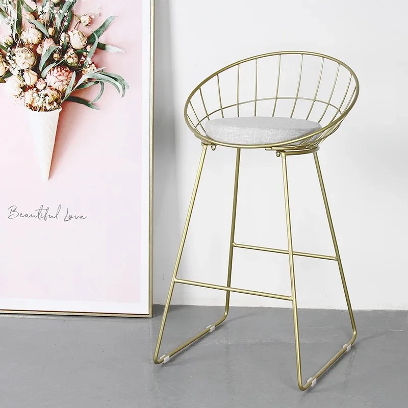 Nordic round bar chair Iron modern minimalist back ins net red high stools home high chair bar stool