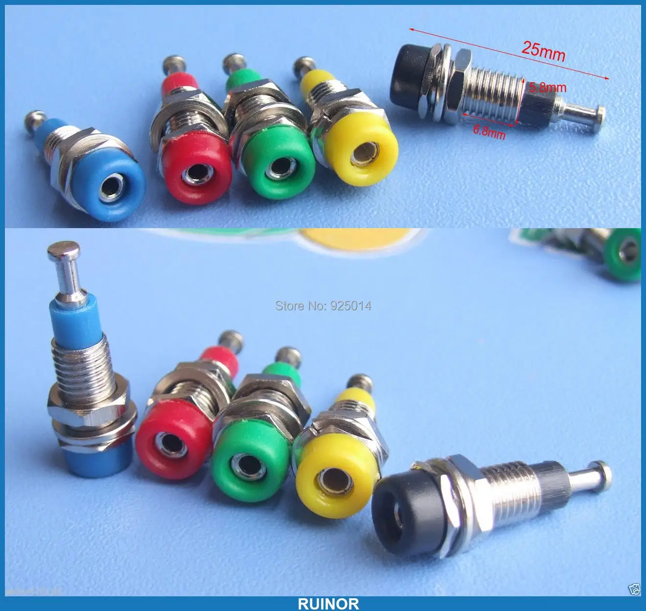 

100PC 5 Color 2.0mm Banana Socket jack Copper Female Panel for 2mm binding posts