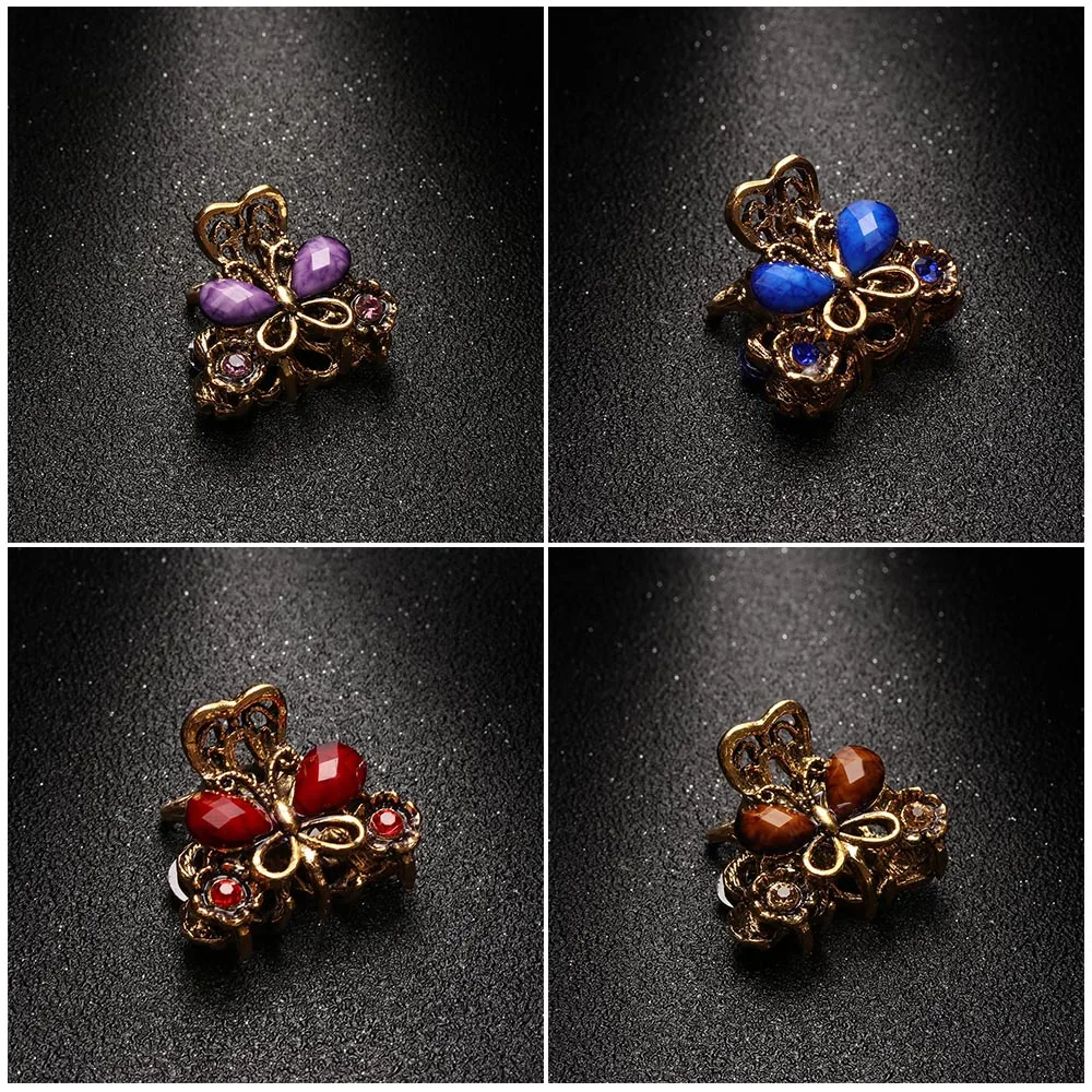 1 Pcs Retro Resin Mini Butterfly Crystal Hair Claw Clip Hair Clips Hairpin Girls Barrettes Hair Accessories