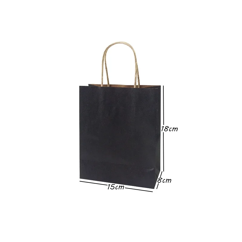 10 Pcs/lot Gift Bags With Handles function High-end Black Paper Versatile 6 Size Recyclable Environmental Protection Bag - Цвет: 15x18x8