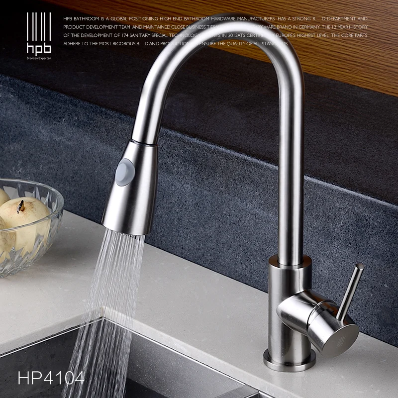 

universal lead free hot and cold water kitchen faucet all copper brass pull type drawing washbasin sink brushed faucet mixer tap