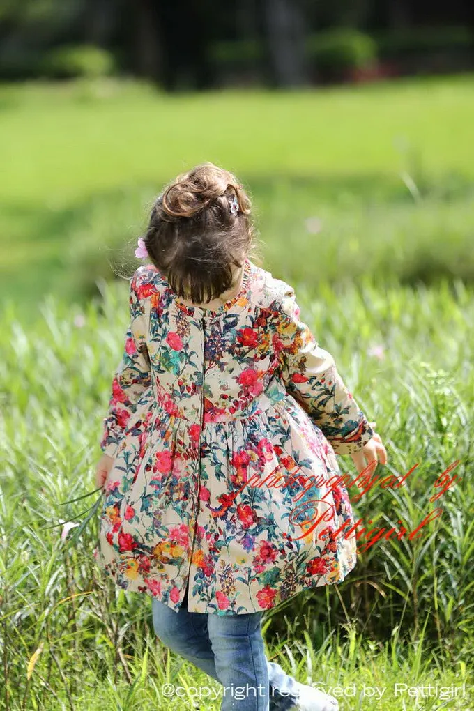 Pettigirl/Новинка; Осенняя верхняя одежда принцессы с цветочным принтом для маленьких девочек 2, 4, 5, 6 лет; розничная