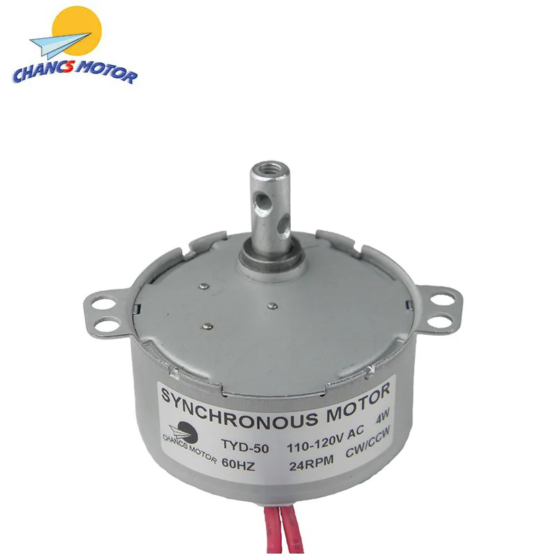 

TYD-50 Synchronous Synchro Motor 110V AC 24RPM CW/CCW 4W Torque 1.2Kg.cm Gear Motor