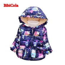 BibiCola/зимнее пальто для девочек; детские парки; Верхняя одежда; милые модные куртки; детская хлопковая плотная теплая верхняя одежда с капюшоном