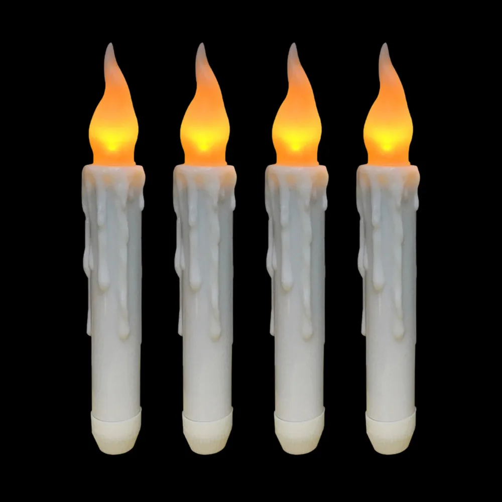 Led battery operated flickering flameless Ivory taper candle lamps