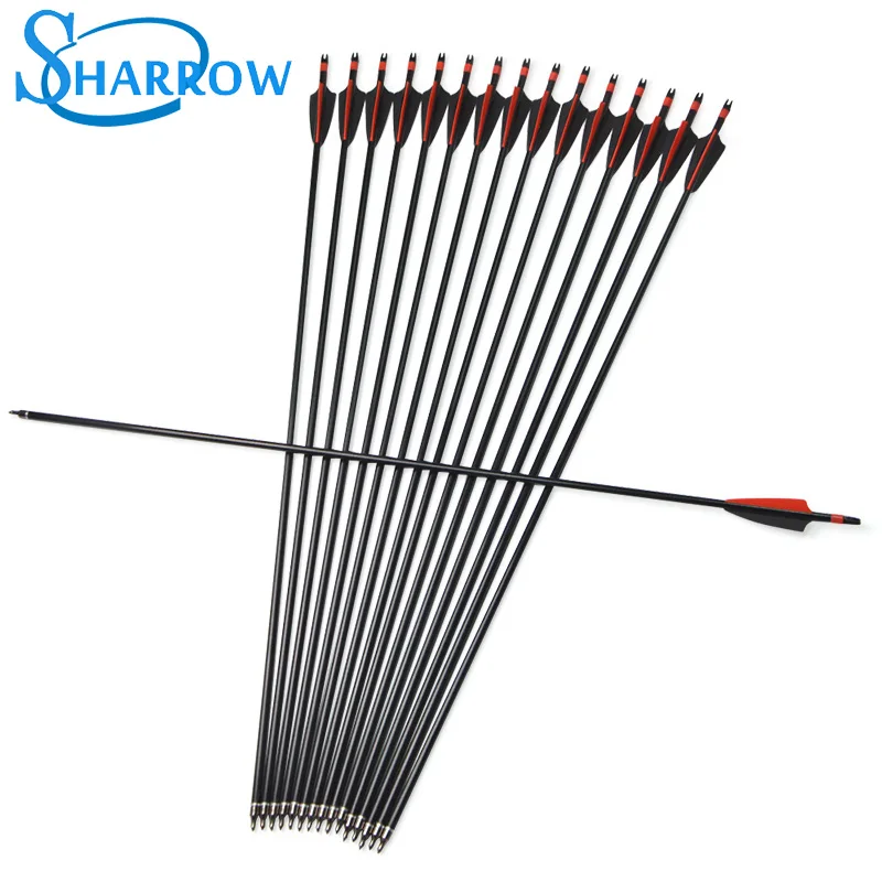 

6/12Pcs Archery Spine 500 Fiberglass Arrow 31.5 inches OD8mm For Compound / Recurve Bow Hunting Shooting Accessories