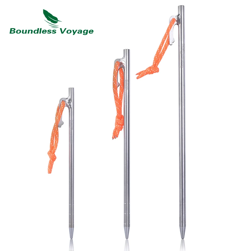 

Boundless Voyage 6pcs/lot Titanium Alloy Tent Pegs Nails Tent Stakes Lightweight Strong Durable for Outdoor Camping Awning Tent