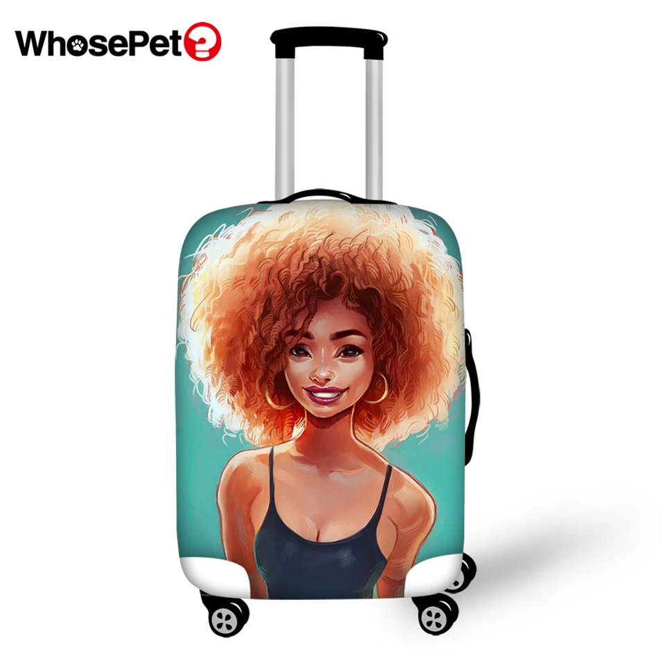 WHOSEPET African Girls Prints Travel Luggage Cover Dust-proof Anti-scratch Suitcase Thick Covers Travel Luggage Protective Cover