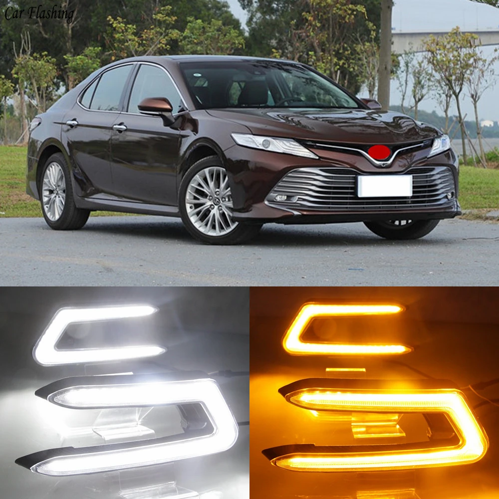 Автомобильный мигающий светодиодный фонарь 2 шт. для Toyota Camry DRL дневные ходовые огни Автомобильные аксессуары ABS 12 В Противотуманные фары с поворотным сигналом