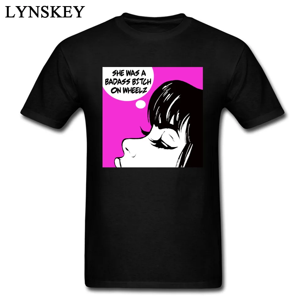 100% Cotton Fabric T Shirt for Boys Birthday Tops Tees Graphic Summer/Autumn Casual Retro Badass Pop Art Girl O Neck Sweatshirts Retro Badass Pop Art Girl black
