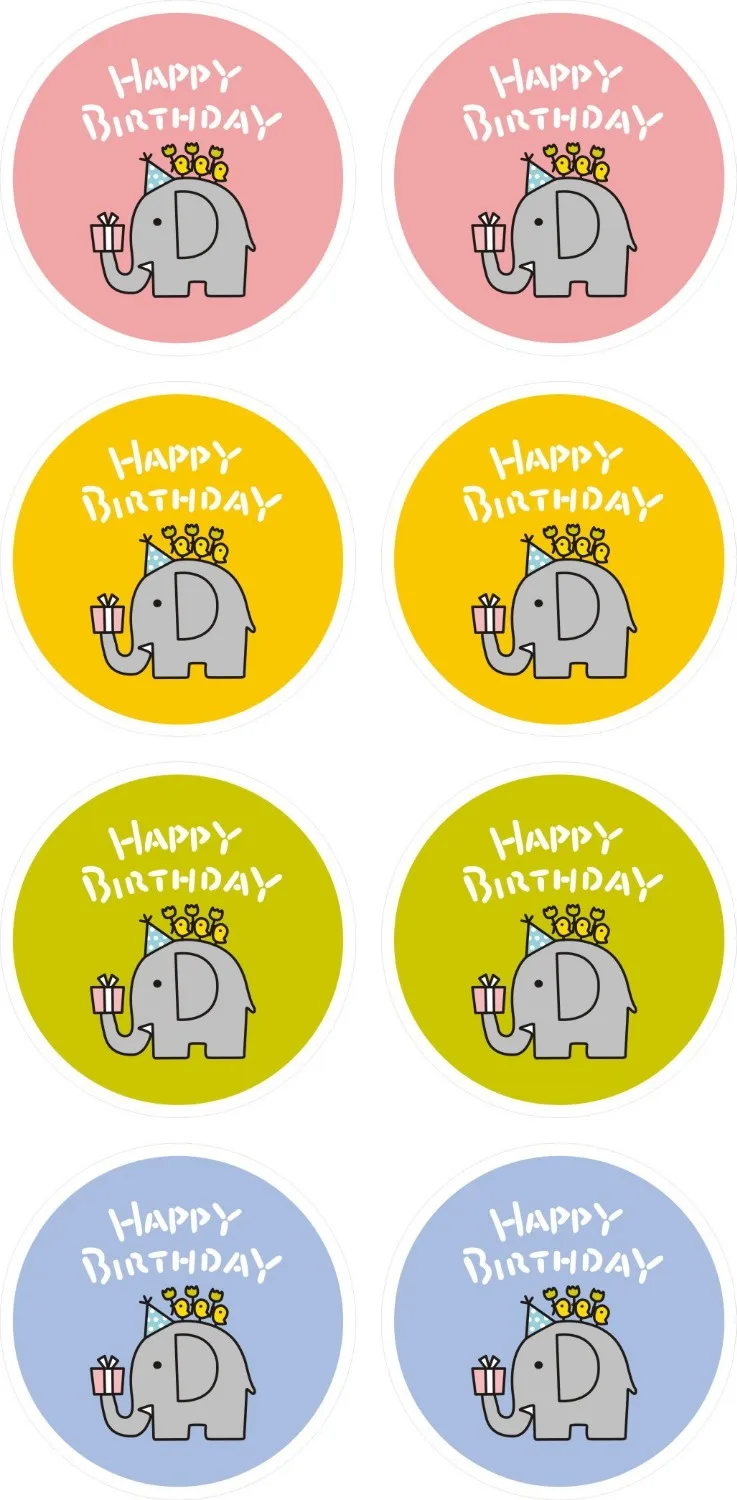 320pcs Cute little elephant"Happy Birthday"Gift Seal Label Sticker for candy box decorate 4.2cm