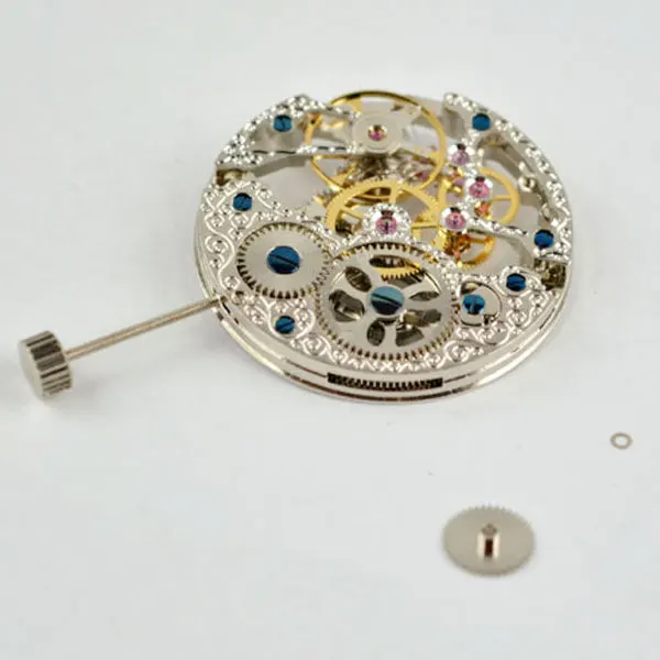 17 Jewels серебряные Азиатские Мужские часы с полным скелетом 6497 с ручным заводом