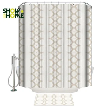 

Showhome Nordic Pattern Shower Curtain Bath Sets With Rugs Bathroom Accessory Sets 2 Piece Bathroom Set Waterproof Bathroom