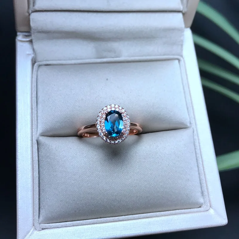 [MeiBaPJ] Классический натуральный Лондон Голубой топаз драгоценный камень кольцо для женщин Настоящее 925 пробы серебряные ювелирные изделия