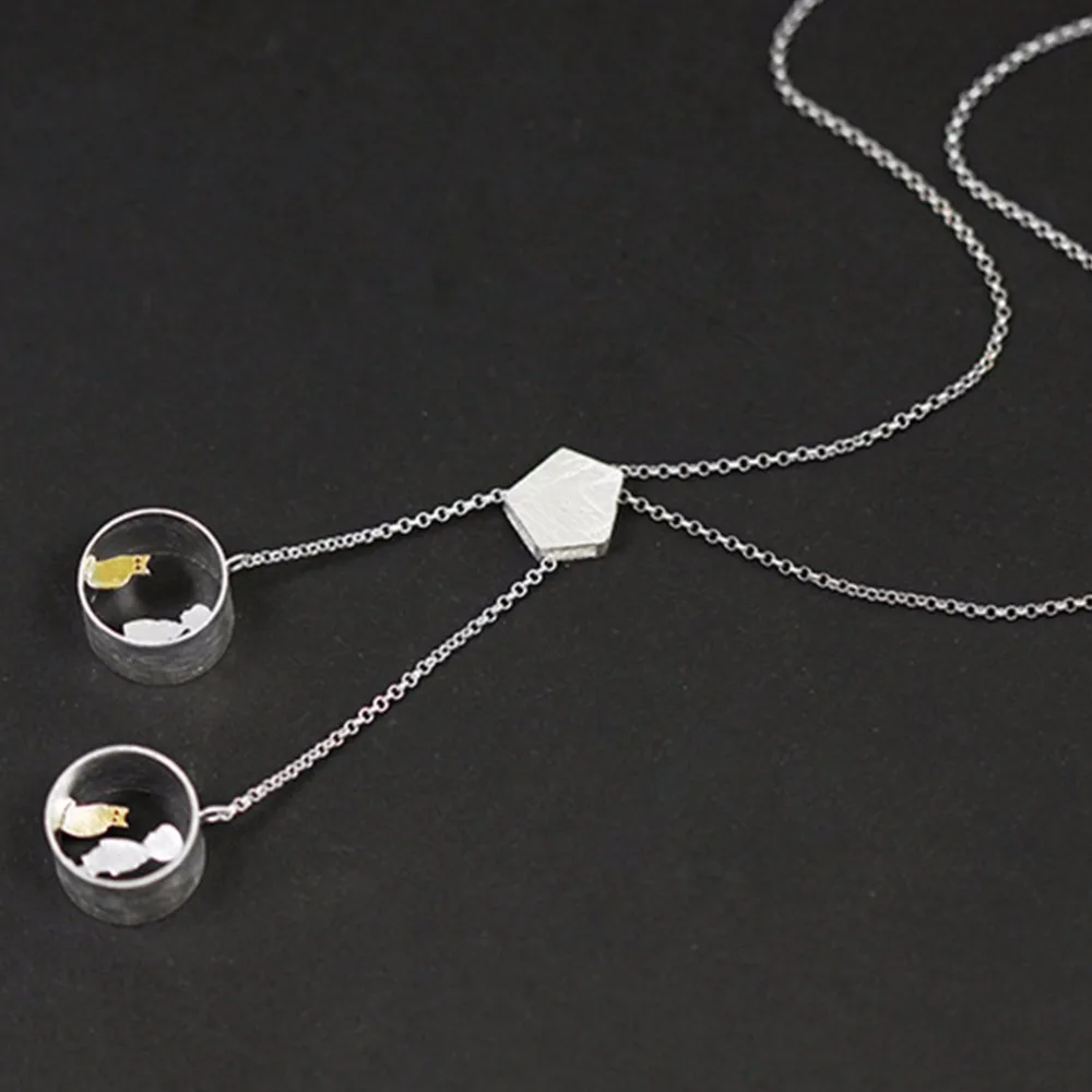 Lotus Fun Real 925 Sterling Silver Creative Handmade Fine Jewelry Cute Meeting Love With Cat Pendant without Necklace for Women