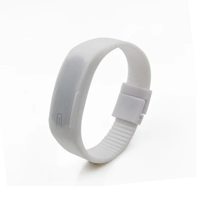 Модный светодиодный браслет с сенсорным экраном и дисплеем времени, Цифровой Фитнес-браслет ярких цветов и водонепроницаемый для всех людей - Цвет: White