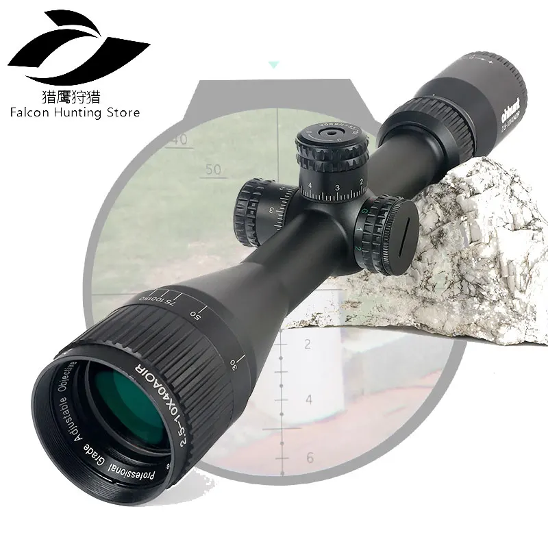 

Tactical Sniper Scope 2.5-10X40 AOIR Half Mil dot R/G/B Illuminated Lock Reset Full Size Rifle Scope