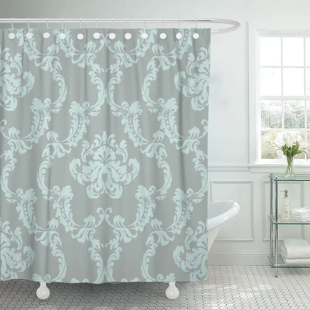 Занавеска с крючками для душа в стиле барокко с винтажным цветочным узором, роскошный классический Королевский Викторианский декор для ванной комнаты