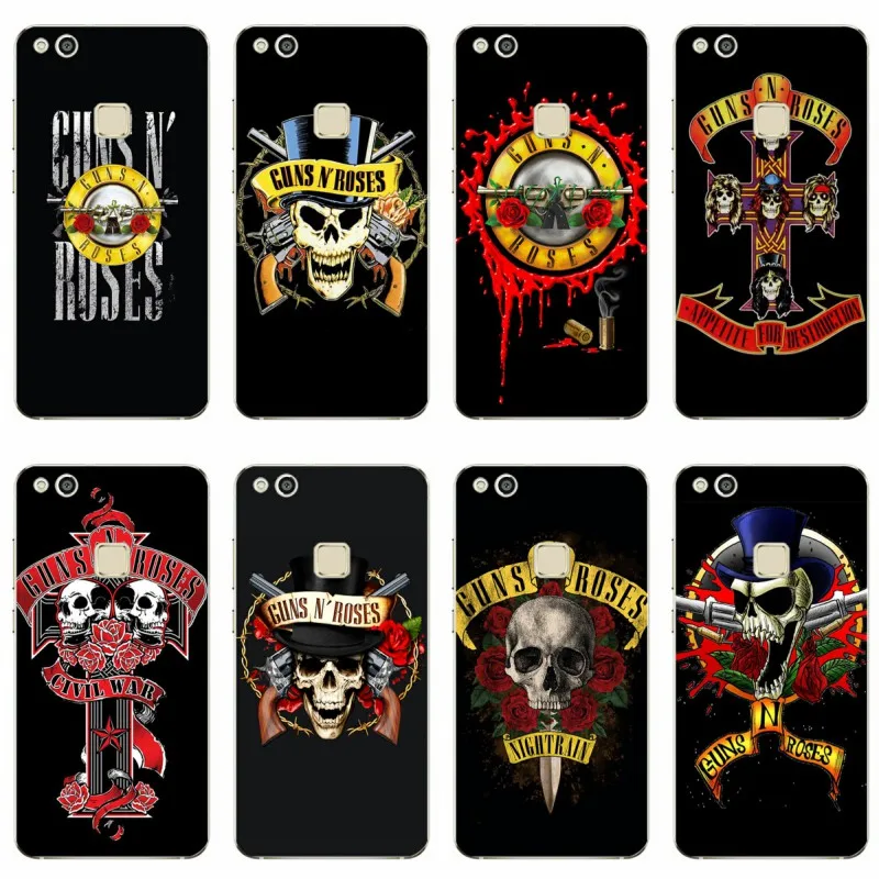 Модный чехол Guns n roses из мягкого силикона ТПУ для Huawei P9 P10 P20 Lite Mate 9 10 Honor V9 Por