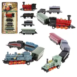 3 шт./компл. мини Паровозик набор, с локомотивным двигателем и железнодорожные вагоны, дети малыш забавная игрушка коллекционные вещи