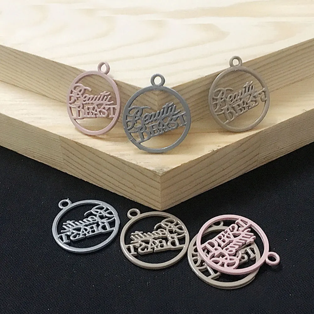 10pcs spray paint English letter round DIY Fashion bracelet Heart