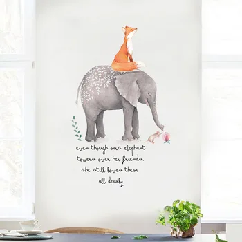 

Cute Fox Elephant Cartoon Animal Wall Sticker Kids Room Decoration Background Decoration Chambre Autocollant Mural