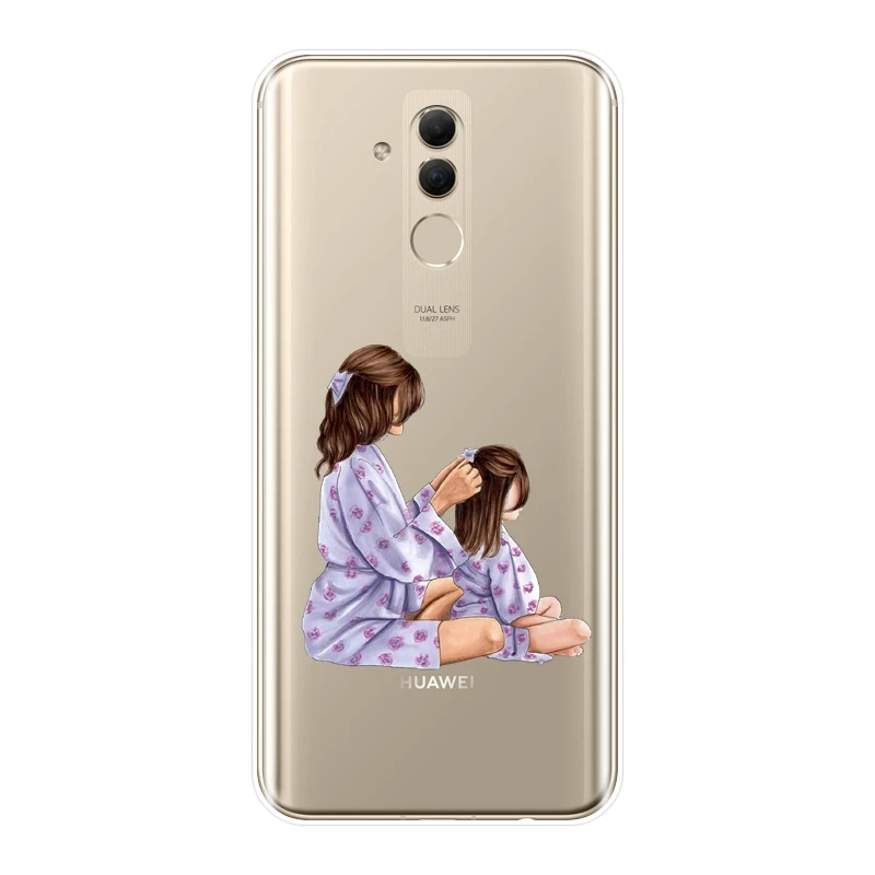 Чехол для телефона Huawei Mate 9 10 20 Pro мама ребенок Женщины Черный девушка любовь чехол