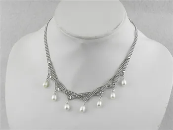 

Fashion 7-8mm Natural white Black Akoya Pearl Pendant Jewelry Necklace AAA Grade