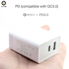 Быстрое зарядное устройство для путешествий PD/QC3.0, 5 В/3 А, 9 В/2 А, 12 В/1,5 А, двойное USB зарядное устройство для iPhone, iPad Pro/Air 2/Mini, samsung, huawei