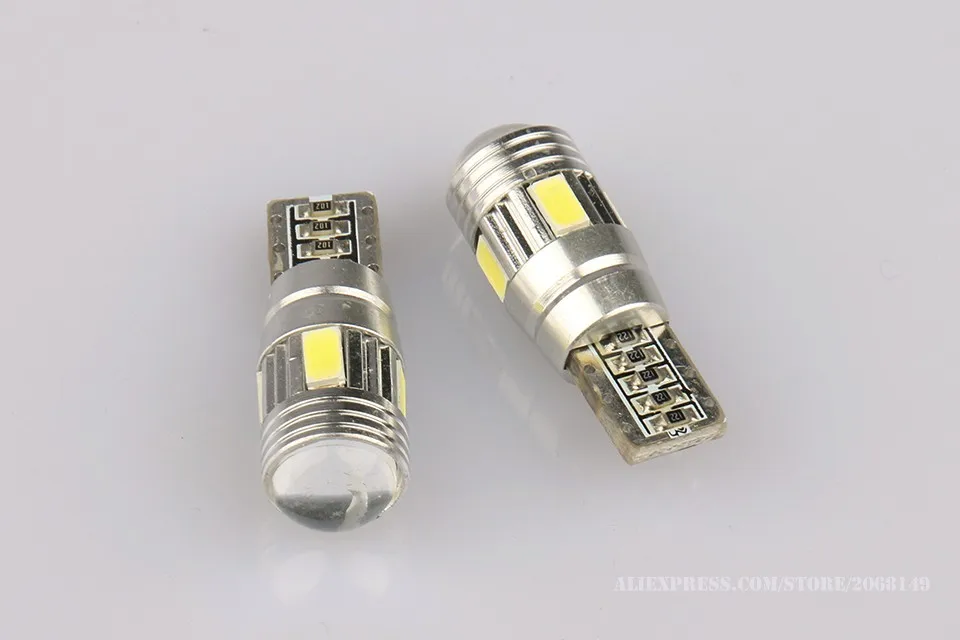 2 шт. T10 5630 6 SMD супер яркая автомобильная светодиодная лампа лампы с полярностью объектива алюминиевый корпус DC 12V