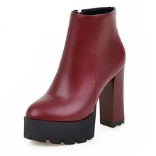 Large Size 34-43 Thick Platform High Heels Ankle Boots Women 2016 Hot Sale Shoes Woman All Match Solid Female Fall Winter Boots