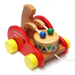 Детские Обучающие edutional блоки игрушки деревянные, с животными из мультиков Потяните автомобиль игрушка милый безопасный, деревянный