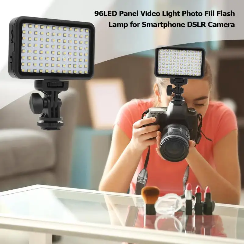 96LED панель видео свет фото освещение заполняющая вспышка лампа для смартфона видеокамеры Canon Nikon DSLR камера