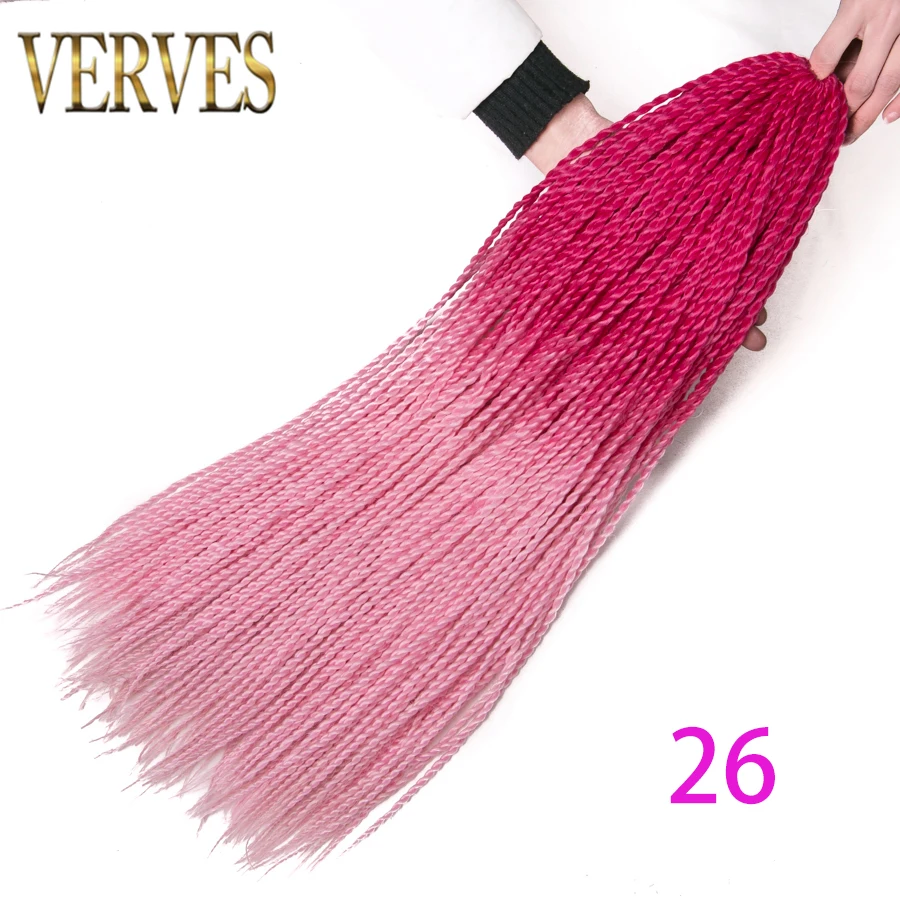 VERVES 24 дюймов inch Ombre Senegalese Twist Hair 30 Roots вязаный крючком pack косы Синтетические плетение волос для женщин серый, bonde, розовый, коричневый