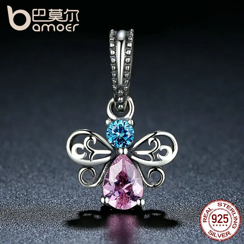 BAMOER New Arrival 925 Sterling Silver Bee Insects Charms Pendants fit Bracelets for Women Beads & Jewelry Makings SCC046
