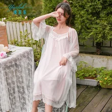 Missyou винтажный Халат Кружевной набор ночных рубашек для дам Вышивка пижамы принцесса халаты для женщин Новая мода