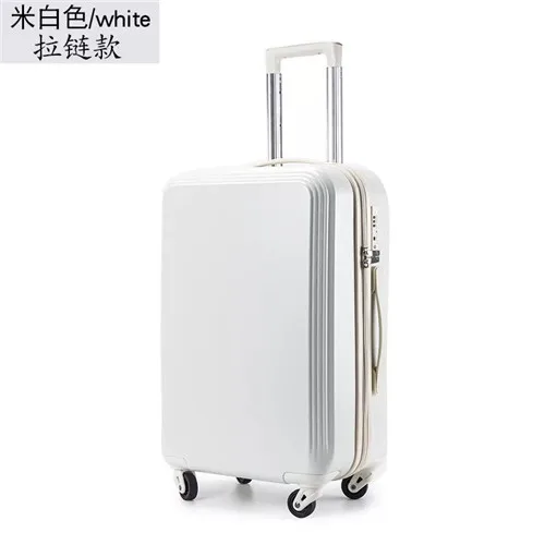 White zipper Klqdzms 20/22/24/26/28 дюймов Высокое качество ABS+ PC Сумки на колёсиках Чемодан легкий путешествия чемодан на колесиках - Цвет: White zipper