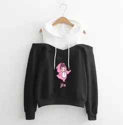 Женские толстовки с капюшоном BTS Love Yourself Harajuku Dew Shoulder K-pop эксклюзивный маленький сексуальный роса плечо толстовки женские XS-2XL